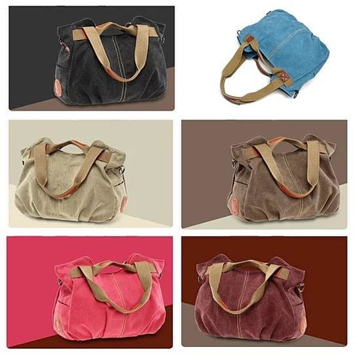 Canvas Satchel (Handbag) with RFID Case in 7 Colors