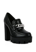 Chunky High Block Heeled Loafers