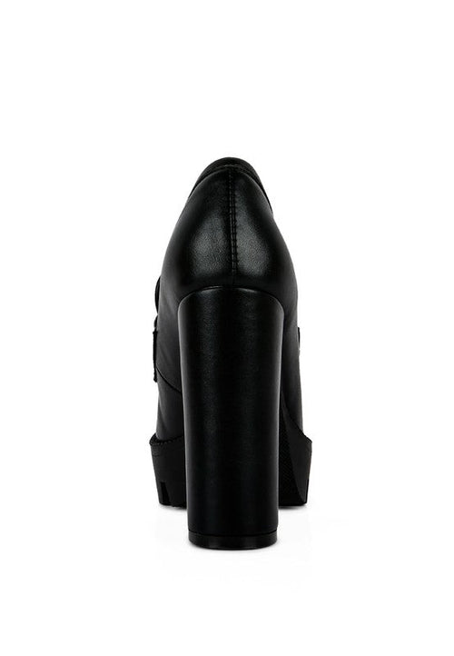 Chunky High Block Heeled Loafers
