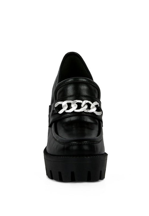 Chunky High Block Heeled Loafers