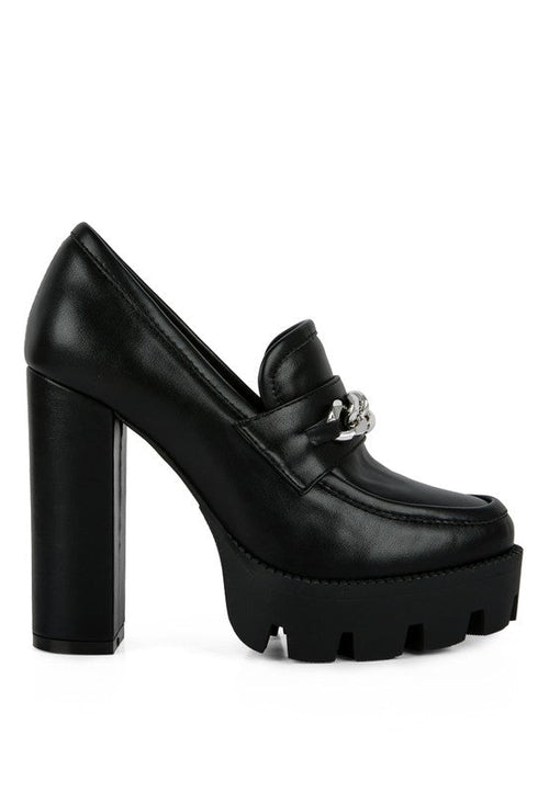Chunky High Block Heeled Loafers