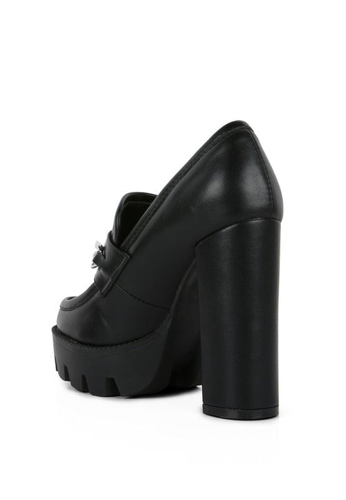Chunky High Block Heeled Loafers