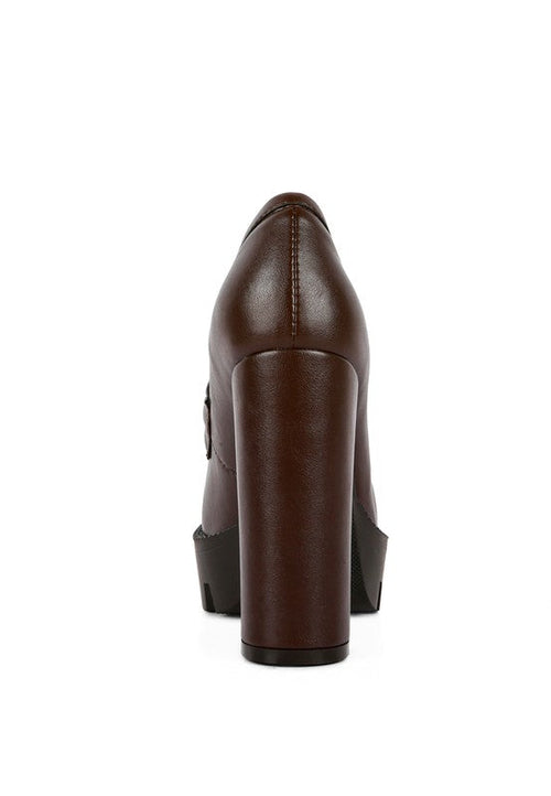Chunky High Block Heeled Loafers