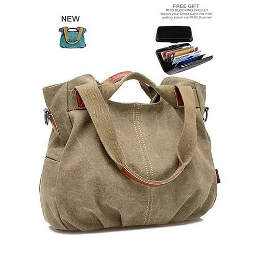 Canvas Satchel (Handbag) with RFID Case in 7 Colors