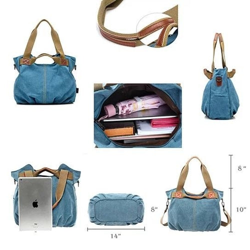 Canvas Satchel (Handbag) with RFID Case in 7 Colors