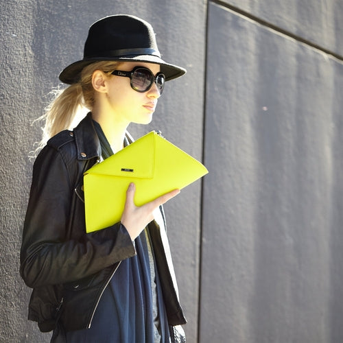 Unique Yellow Leather Clutch Bag