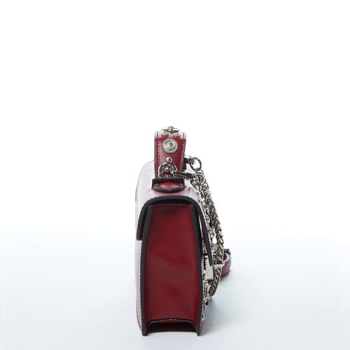 Studded Small Leather Crossbody Bag (Burgundy)