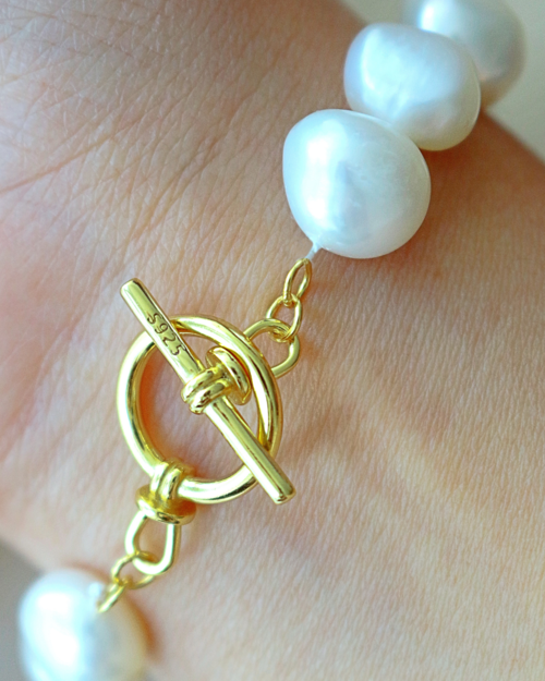 Freshwater Pearls & 925 Sterling Silver Bracelet