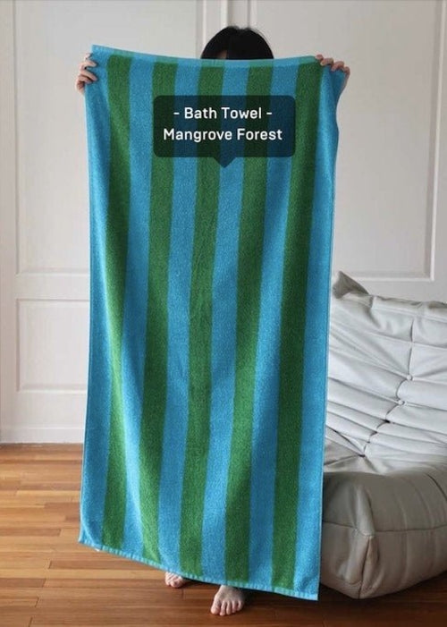 Ultra Soft Absorbent Retro Stripe Bath Towel - 100% Organic Premium